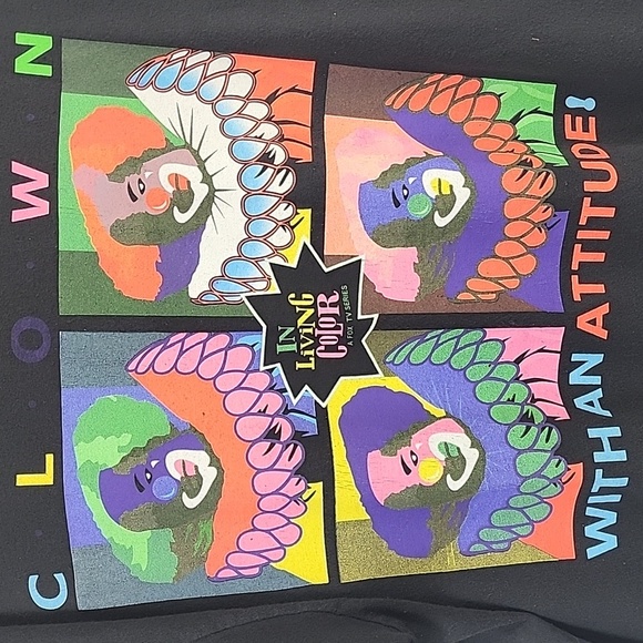 Retro Mens Blk Multicolor In Living Color Hommie The Clown Graphic Shirt, sz 2XL - Picture 3 of 8